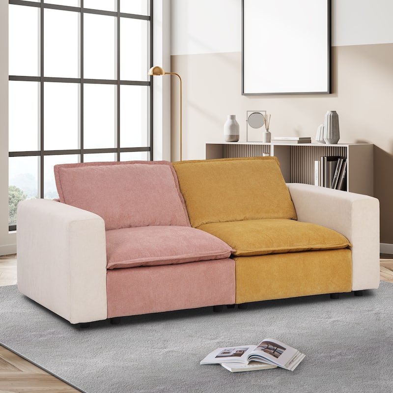 Modular Sectional Sofa, Modern Comfy Cloud Sofa Couch, Corduroy Rainbow Deep Seat Sofa with Movable Cushion