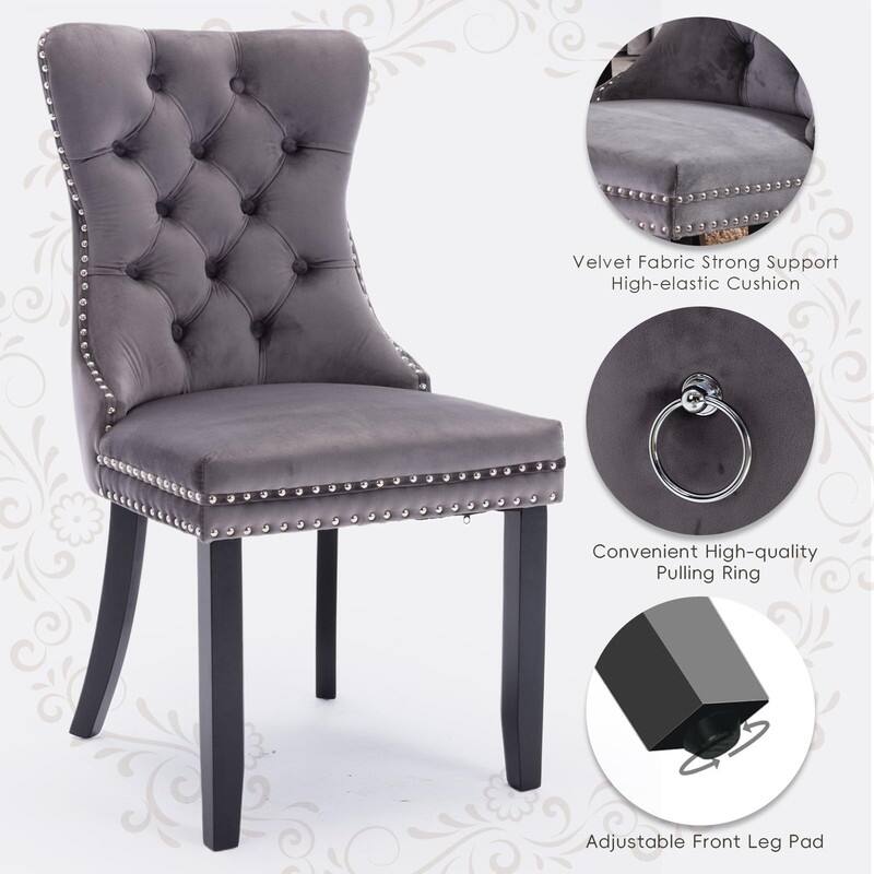 Tufted Naliheads Solid Wood Upholstered Dining Chairs (Set of 8)