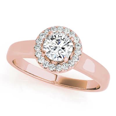 Auriya 14k Rose Gold Lab Grown Round Diamond Halo Engagement Ring 0.50 to 5.00 ct. tw. (F-G VS)
