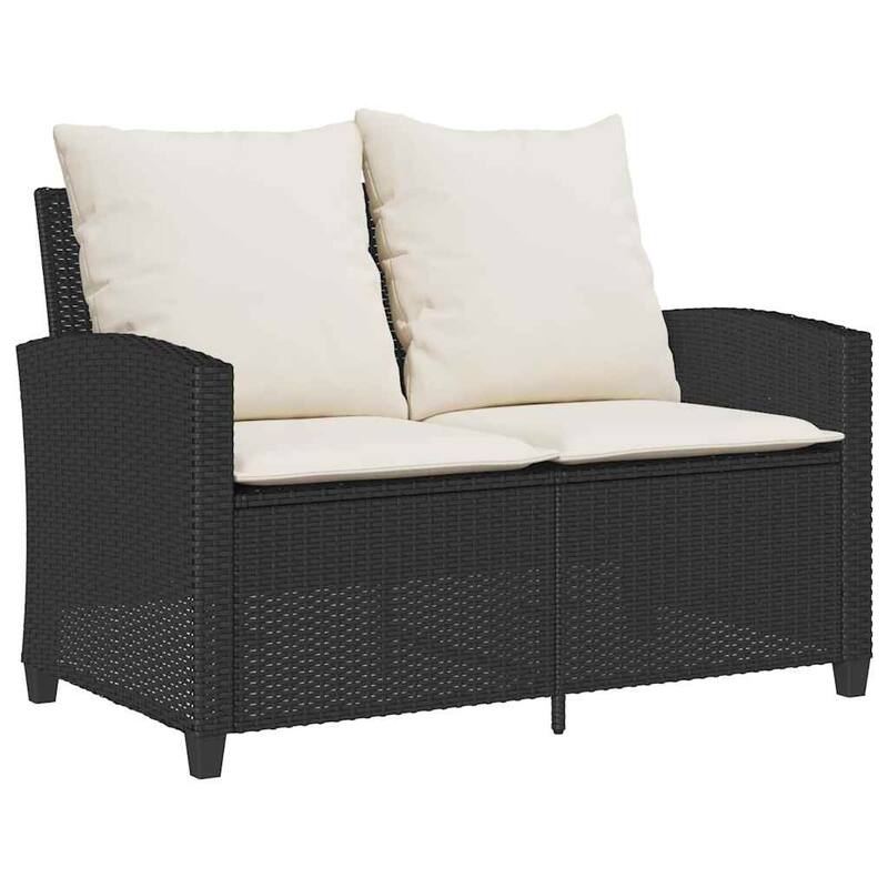vidaXL Patio Sofa with Cushions Outdoor Seating Sectional Sofa Poly Rattan