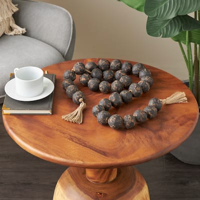 Ceramic Handmade Round Intricately Shaped Large Distressed Beaded Garland with Tassel