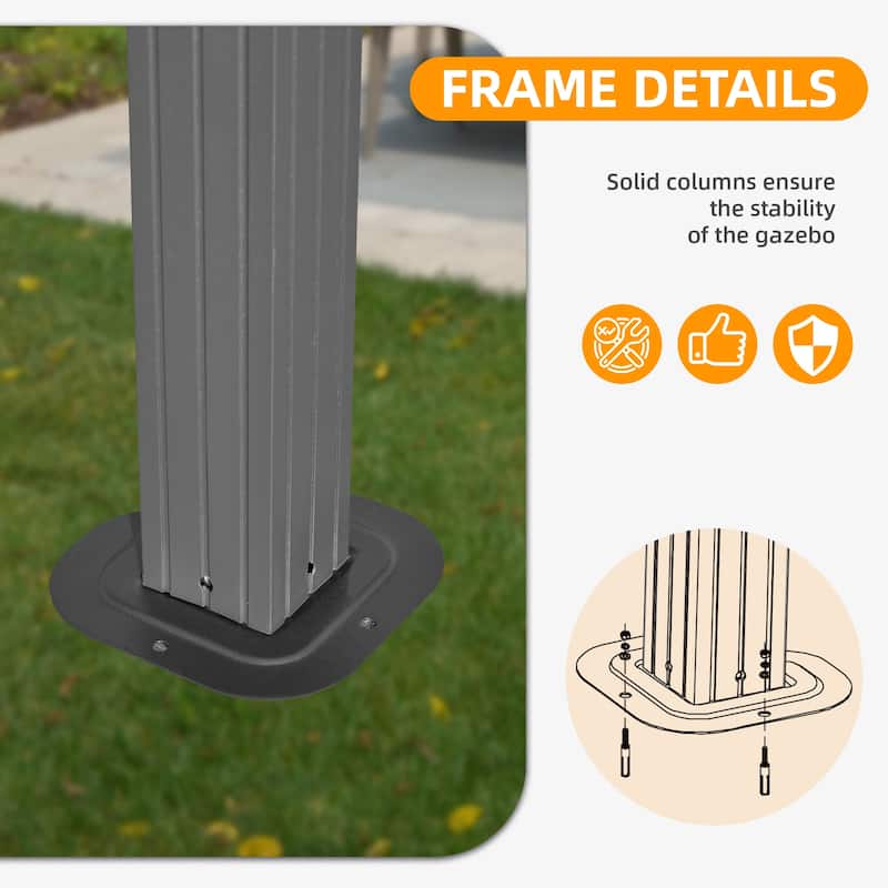 Grill Gazebo with Bar & Shelves, Double Roof BBQ Canopy for Patio, Wind & Weather-Resistant Outdoor Grill Shelter Tent