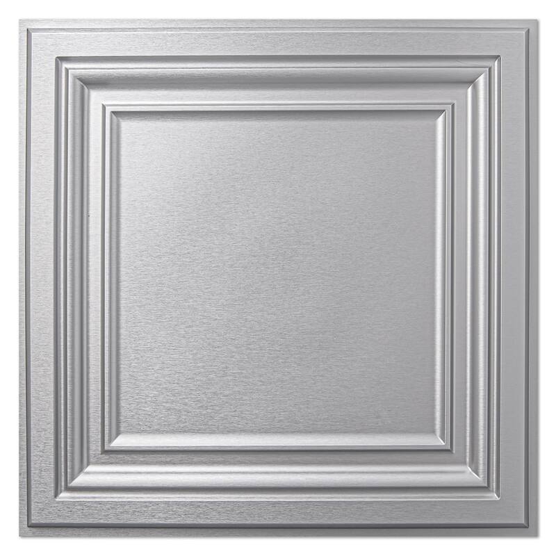 Art3d 2x2 ft. PVC Ceiling Tiles,Glue Up Wall Paneling in Argent Silver,48sqft - Silver