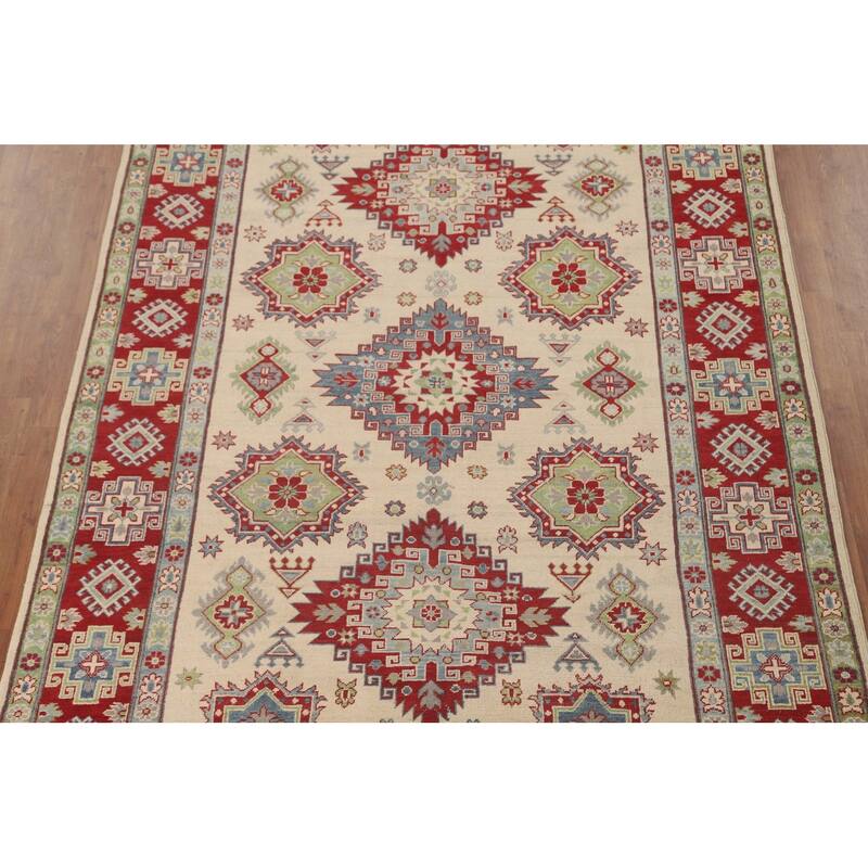 Traditional Beige Kazak Area Rug Handmade Wool Carpet - 6'8" x 9'8"