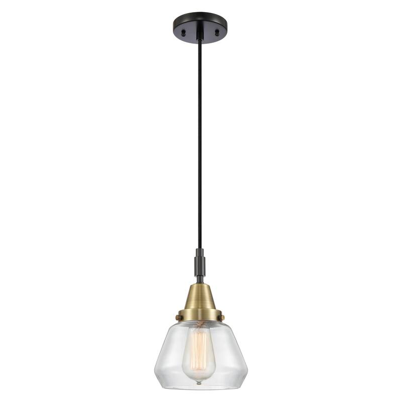 Innovations Lighting Downtown Urban - Caden Fulton - 1 Light 7" Cord Hung Mini Pendant - Clear Shade/Black Antique Brass