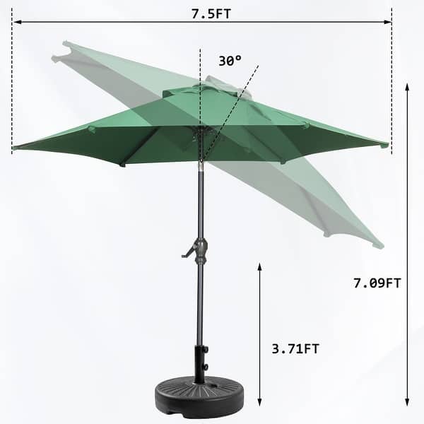 dimension image slide 5 of 16, Autlaycil 7.5FT Solar Patio Umbrella with Base and Tilt,Crank