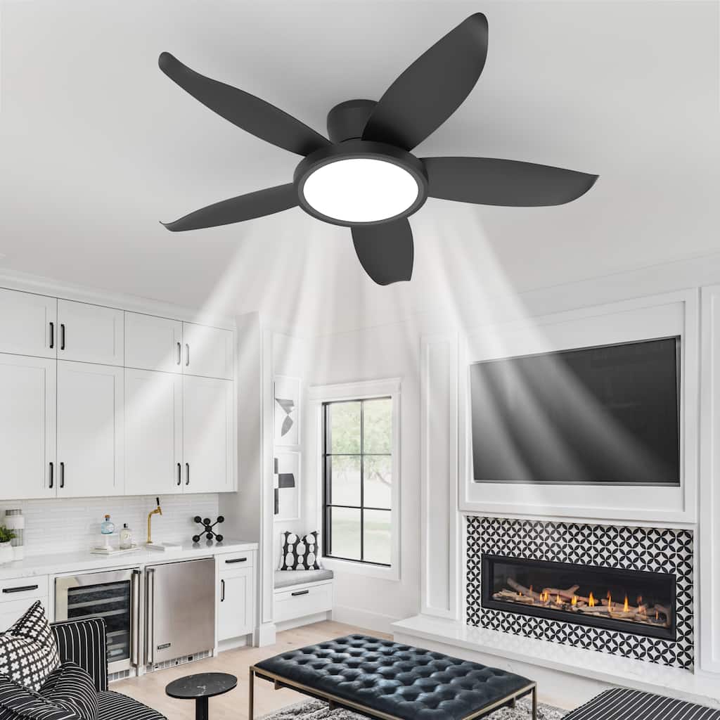 42-inch Eye-Protection Light Source Black Fan Blades High Airflow Plug-in Fan Blades ABS Plastic Fan Blades Ceiling Fan Light