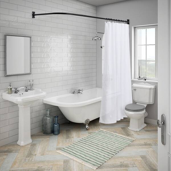 Utopia Alley Rustproof L Shaped Corner Shower Curtain Rod Black On Sale Overstock 28292741