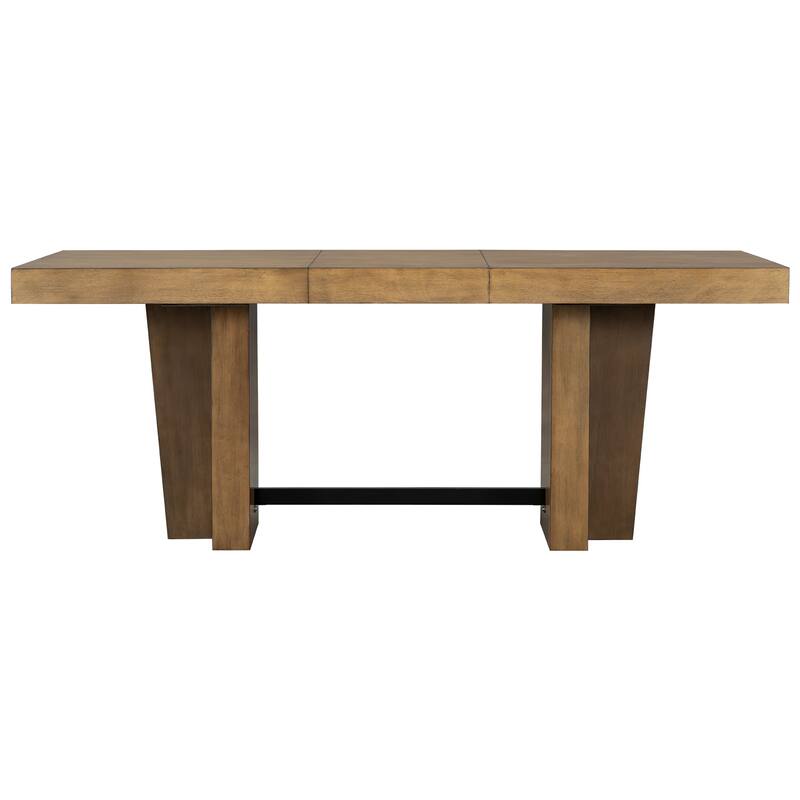 6-Piece Extendable Dining Set with Removable Leaf, Wood Kitchen Table Set with Bench and 4 Upholstered Chairs