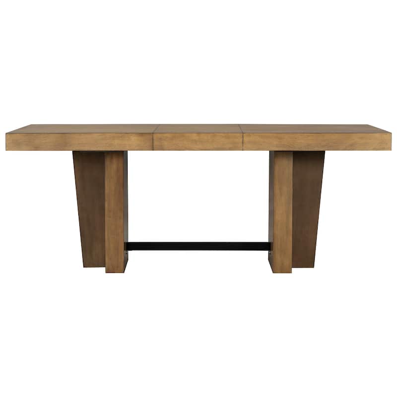 Roomfitters Farmhouse 78.1" Extendable Wood Dining Table Set for 6 with Bench and 4 Upholstered Chairs, Thick Trestle Top