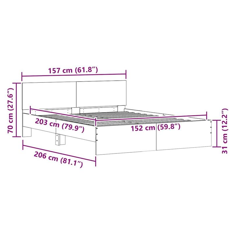 vidaXL Bed Frame Sonoma in Engineered Wood