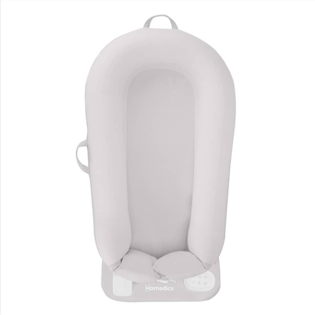Homedics 3‑in‑1 Calming Cushion Lounger with Vibration & Soothing Sounds - Grey (MYB‑L100‑GY)