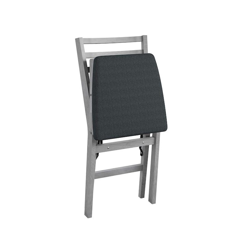COSCO Contoured Back Wood Folding Chair with Fabric Seat, 2-Pack