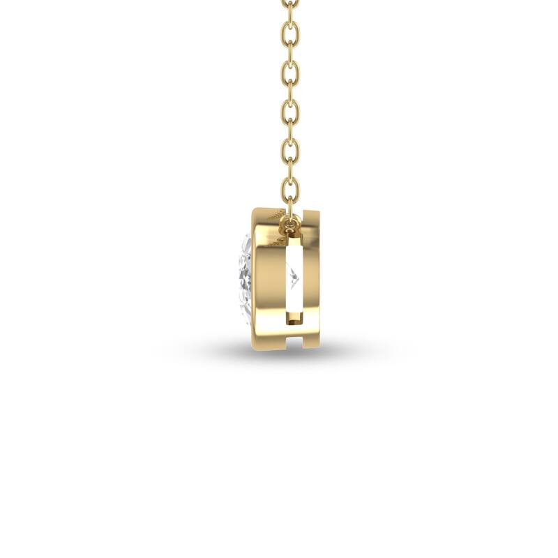 Marquee Lab Grown 1/2 Carat Oval Bezel Set Diamond Solitaire Pendant in 14K Yellow Gold