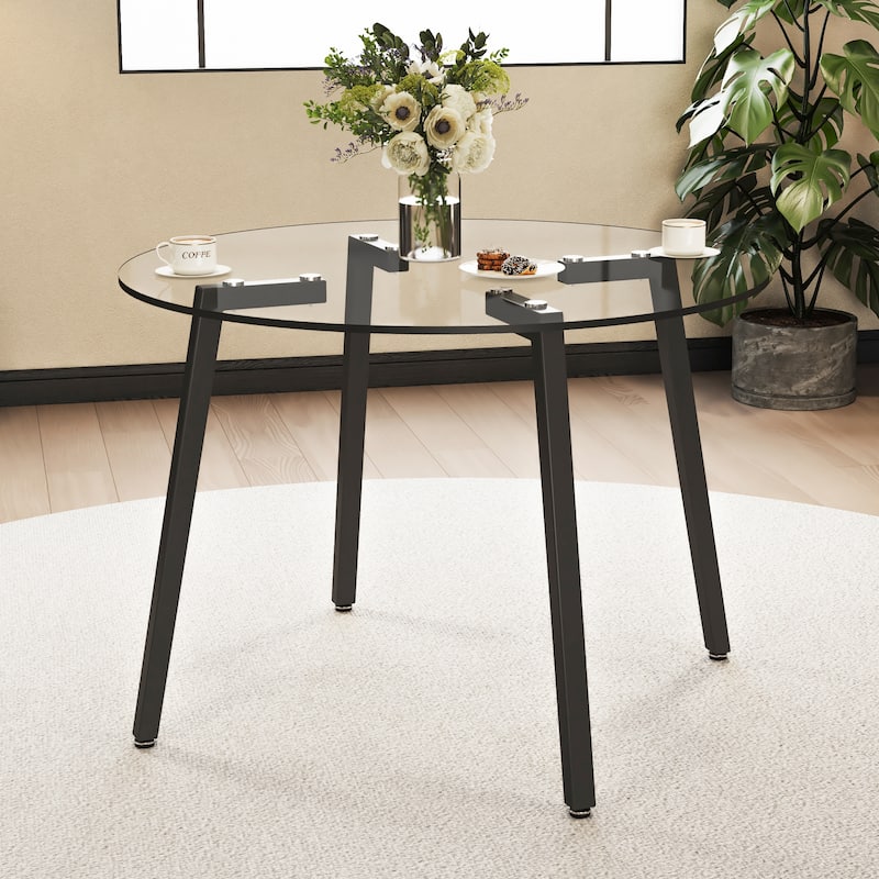 Modern simple style round transparent tempered glass table, tempered glass table top