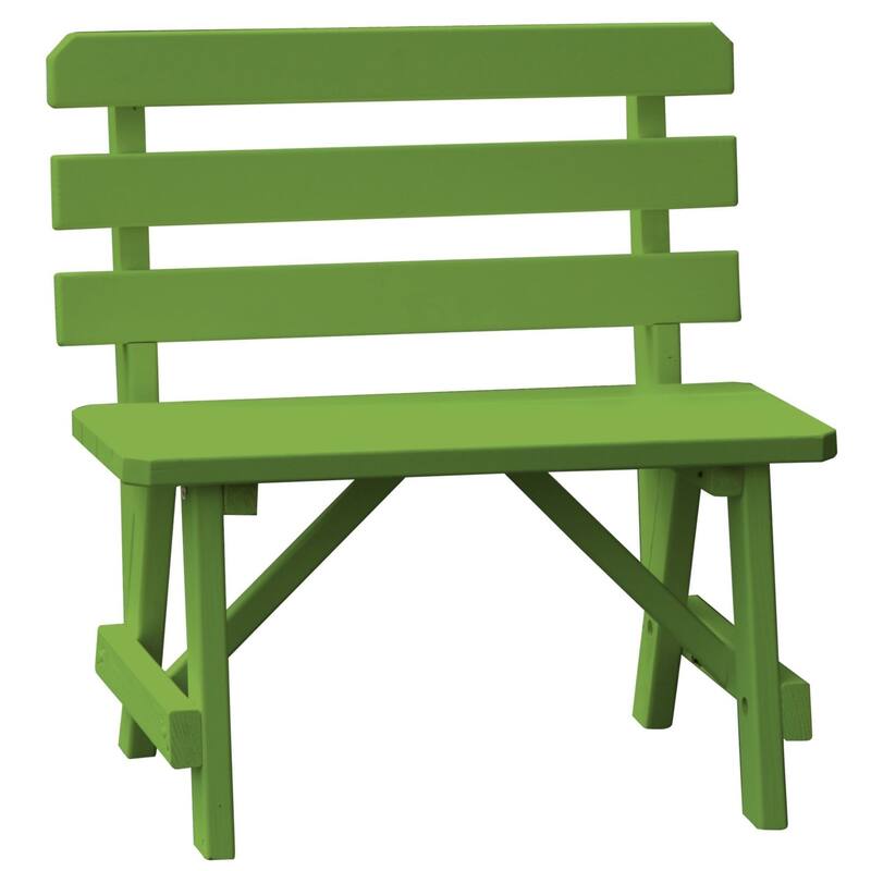Pine 4' Traditional Backed Bench - Lime Green