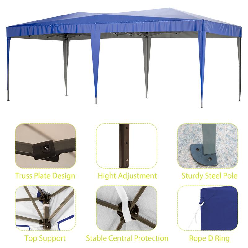 10 ft. x 20 ft. Pop Up Canopy Outdoor Portable Party Wedding Tent with 6 Removable Sidewalls and Carry Bag + 6pcs Weight Bag