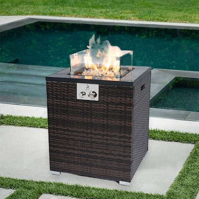 23.6"W Outdoor Fire Pit Column, Propane Fire Column for Decor, Garden - 29“H