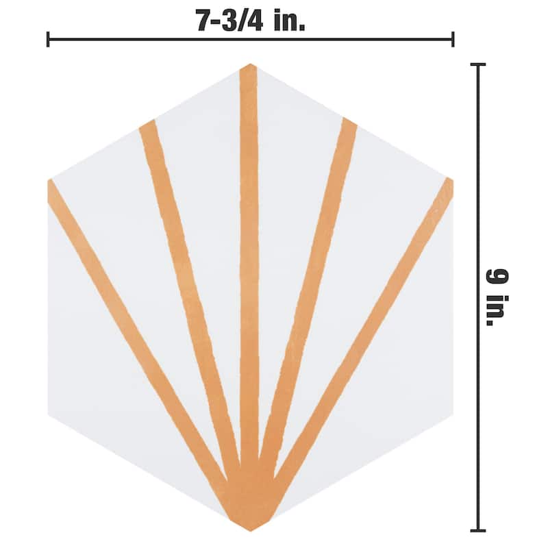Merola Tile Horizon Dawn Hex Mostaza 7-3/4" x 9" Porcelain Floor and Wall Tile