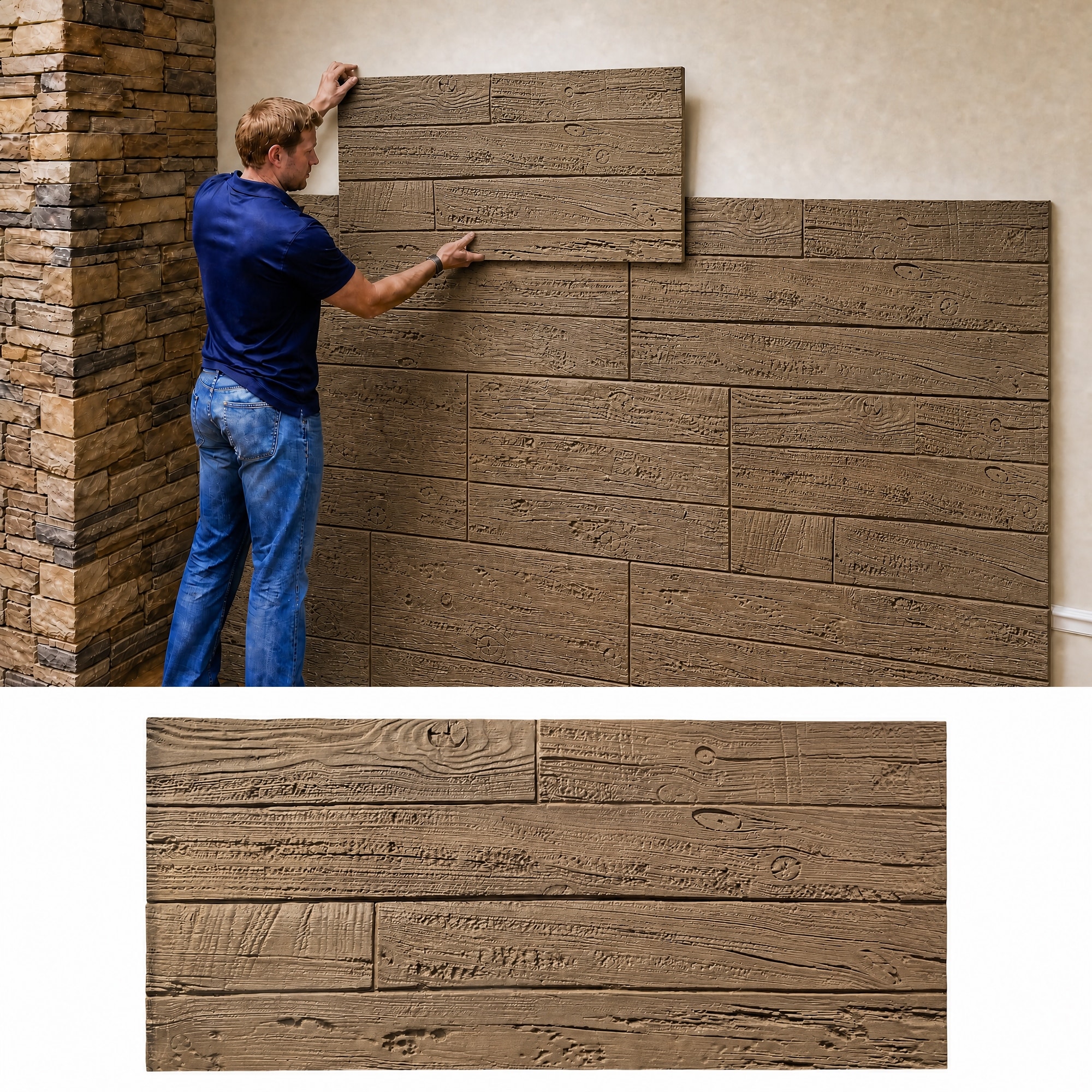 Faux Brick Stone Veneer Panels Polyurethane Terracotta Red Siding Wall Panels for Fireplace & Outdoor Curb Appeal (2 or 10 Pack)
