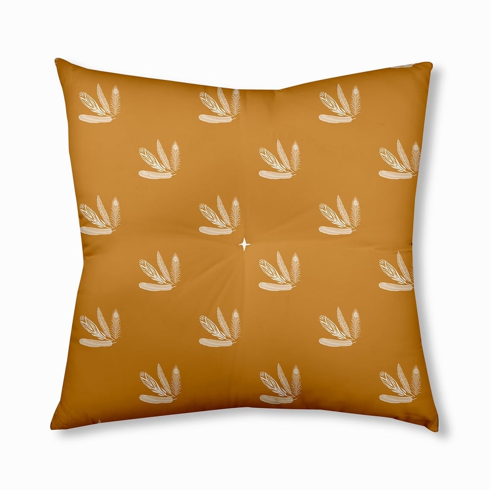 Feather Pattern Fall Design Tufted Floor Pillow