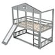 preview thumbnail 8 of 16, Twin Over Twin House Bunk Bed with Convertible Slide and Ladder, Detachable into Two Twin Beds - Fun Playhouse Design for Kids
