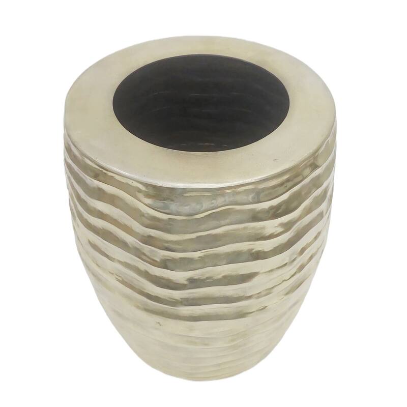 Metal Side Table Wavy Textured Base Narrow End Design - 18" Gold - 15.75" x 15.75" x 18.25"