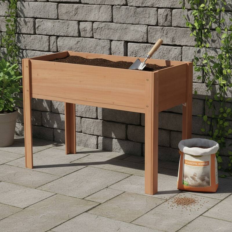 Natural Elevated Planter Box for Outdoor Use with Eco-Friendly Finish