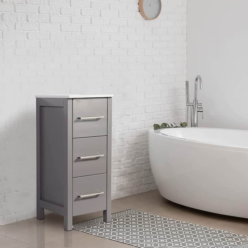 Vanity Art 12-Inch Bathroom Vanity Cabinet 3 Drawer Side Storage Organizer Freestanding Single Vanity Bedroom/Bathroom/Entryway