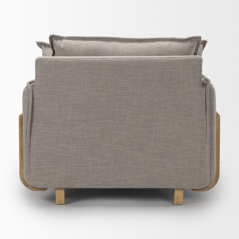Roy II Flint Grey Fabric w/ Light Brown Solid Wood Frame Arm Chair - 43.3"W x 41.7"D x 33"H