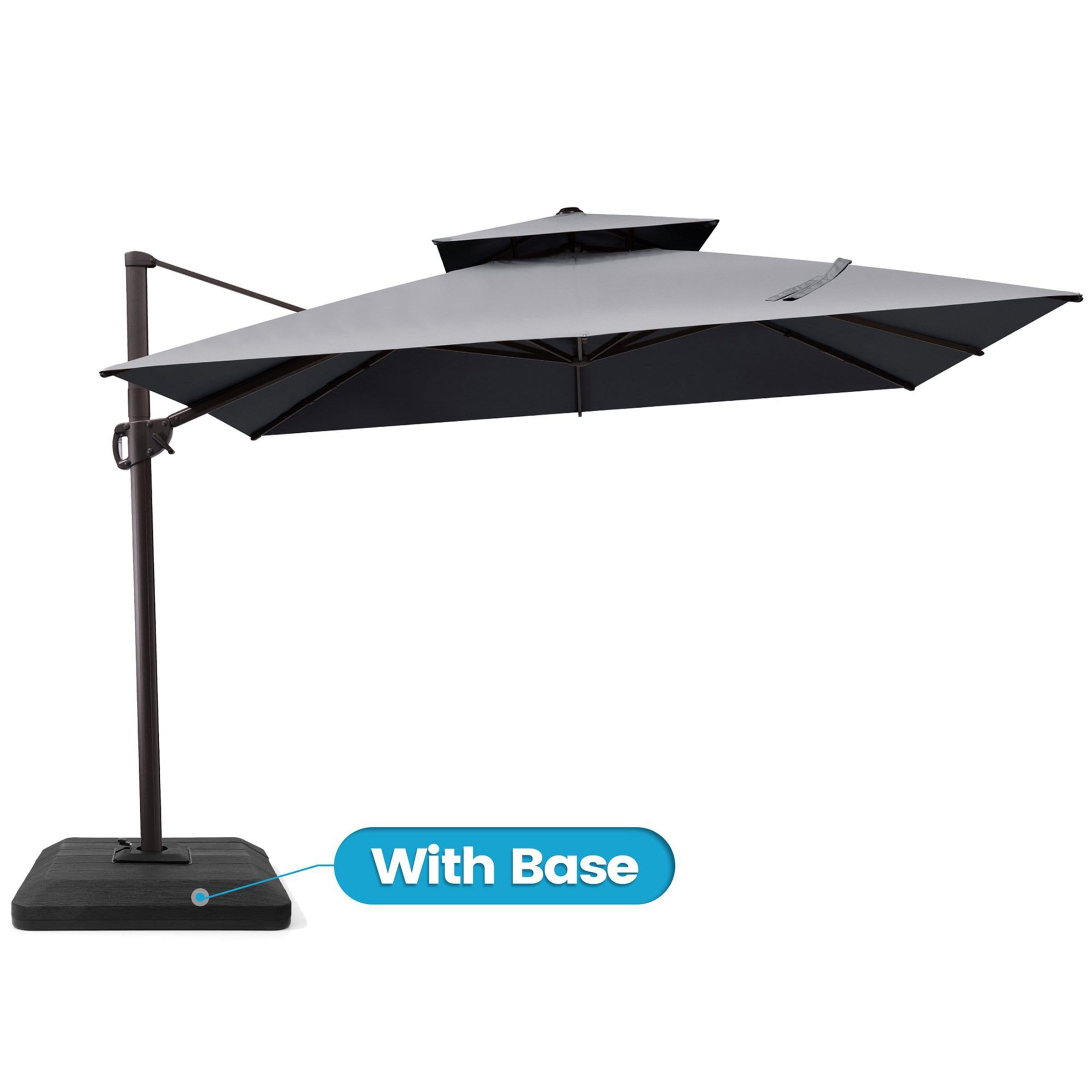 10.5ft Patio Double Top Cantilever Offset Umbrella with 4-Piece Fillable Weighted Base
