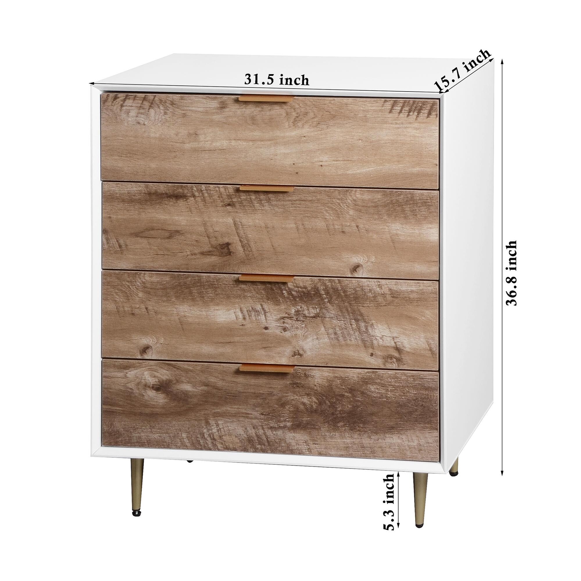 Wooden 4-Drawer Dresser with Metal Legs