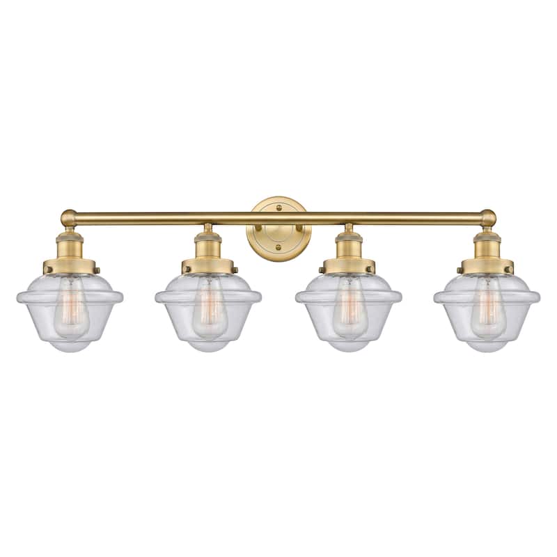 Innovations Lighting Oxford - 4 Light 34" Bath Vanity Light - Brushed Brass/Seedy