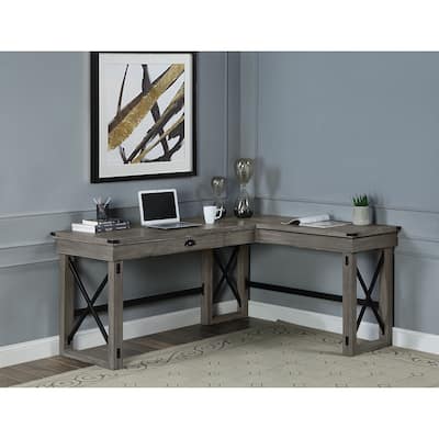 67''L Home Office Talmar L-Shaped Writing Computer Desk with 36mm Wooden Lift Top and Felt Lined Drawer