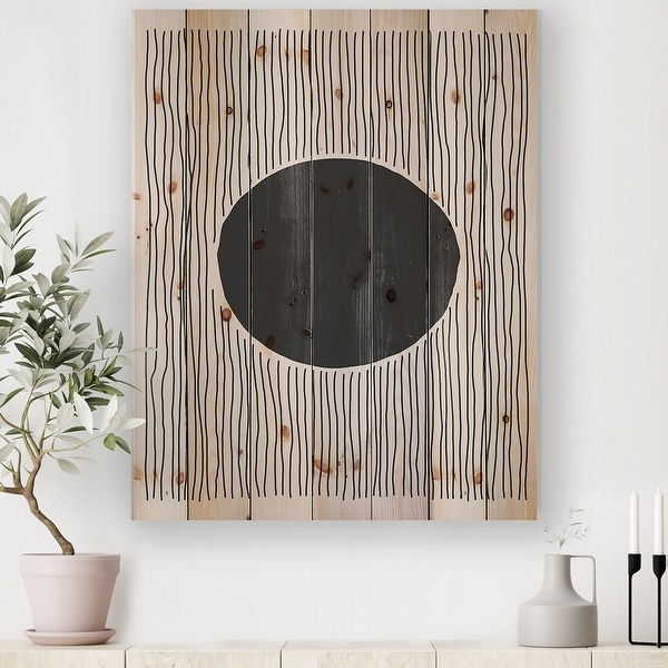 Designart 'Minimal Geometric Lines And Circle III' Modern Print on Natural Pine Wood. Opens flyout.