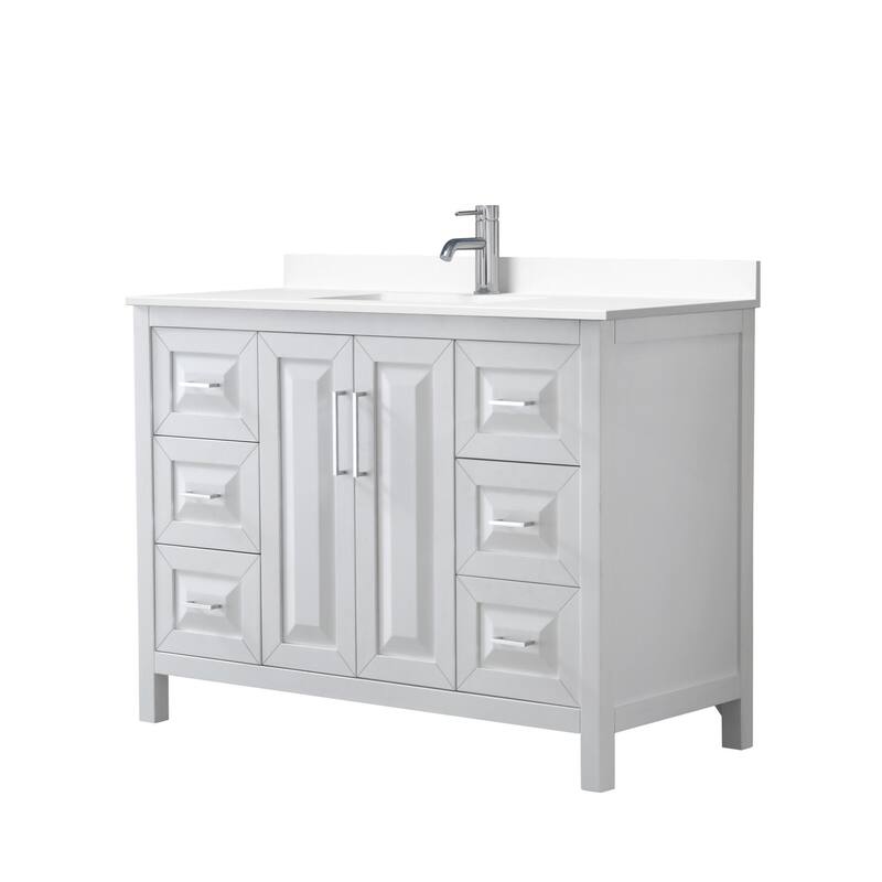 Wyndham Collection Daria 48" Free Standing Single Basin Vanity Set - White / White Cultured Marble Top / Polished