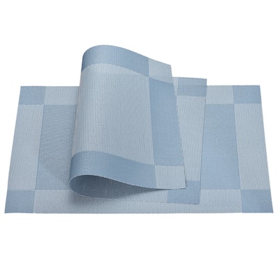 Place Mats 450x300mm 2pcs PVC Table Washable Woven Placemat, Lake Blue - Lake Blue