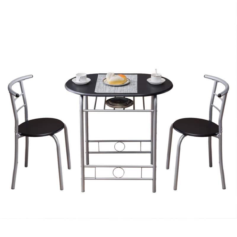 Breakfast Black Bar Table Contemporary 3-piece Set