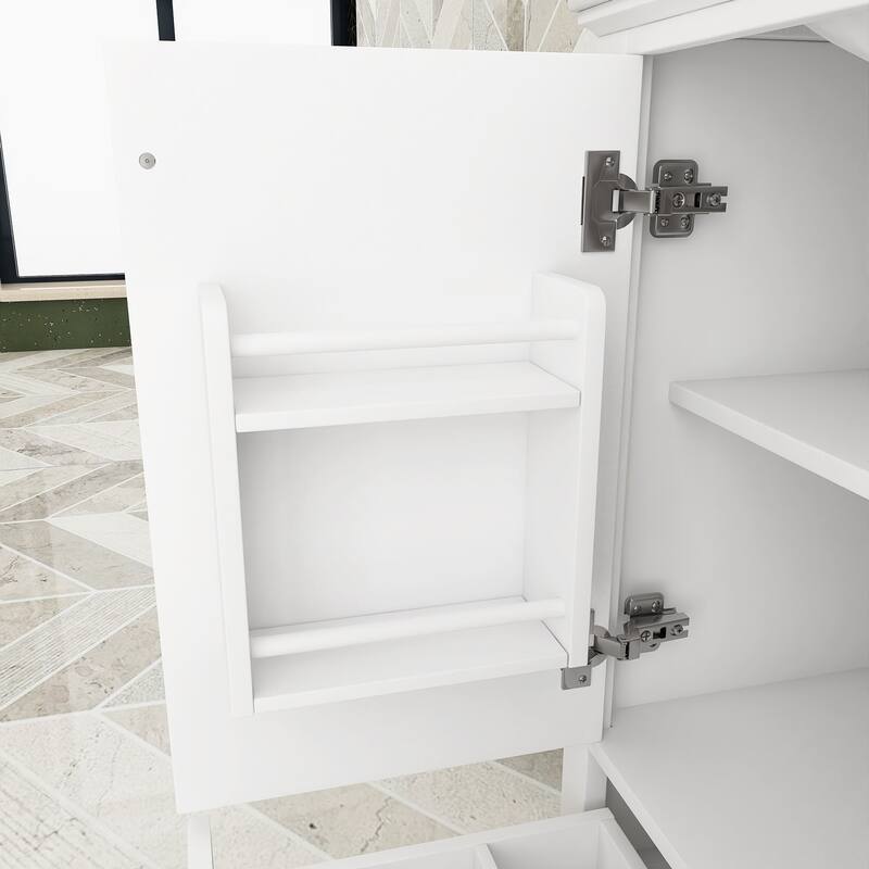 34.8" Tall Solid Wood with MDF 2-Door Freestanding in White with Basin - 30" x 18"