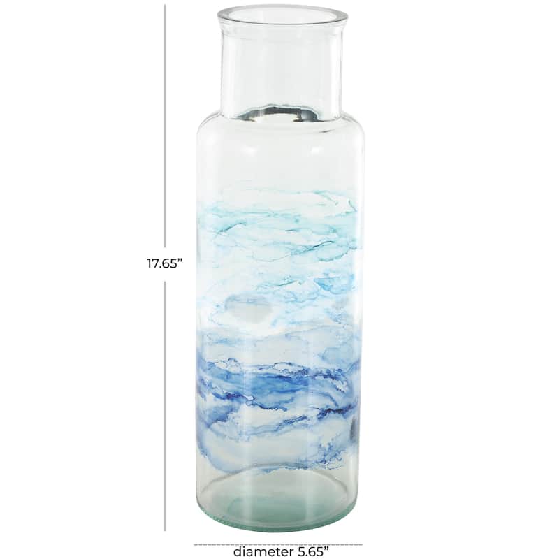 Recycled Glass Abstract Ombre Decorative Vase - Blue - Roche River Decor