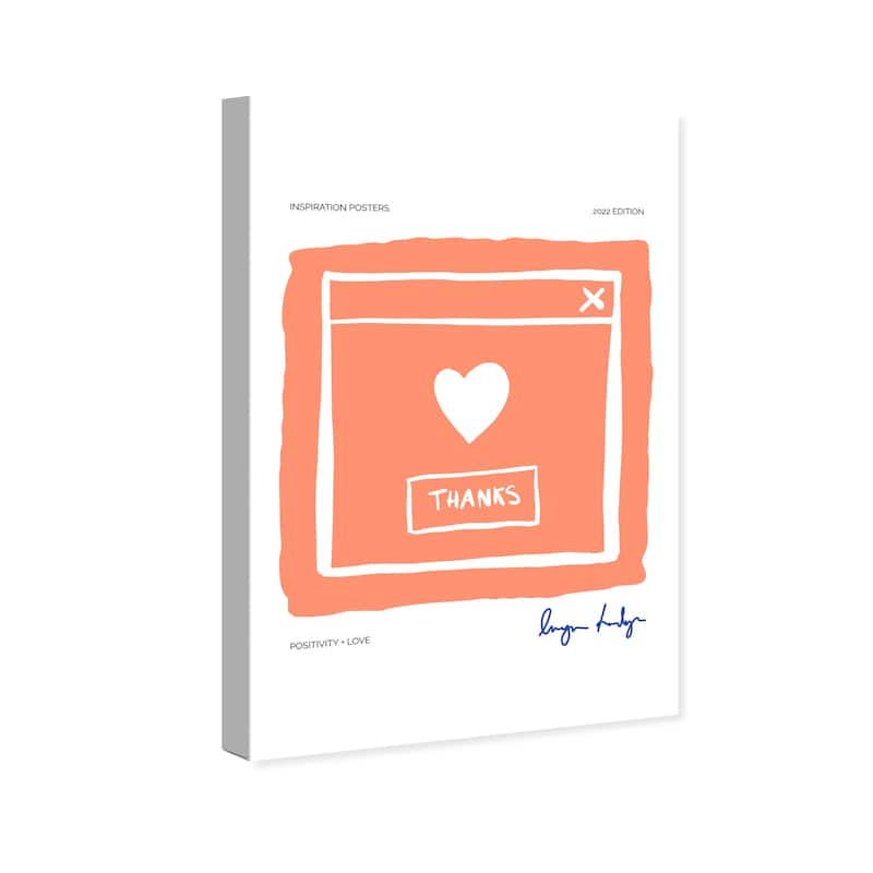 Wynwood Studio Canvas Typography and Quotes Ok Thk Love Orange and Pastel Orange Modern & Contemporary Wall Art Canvas Print