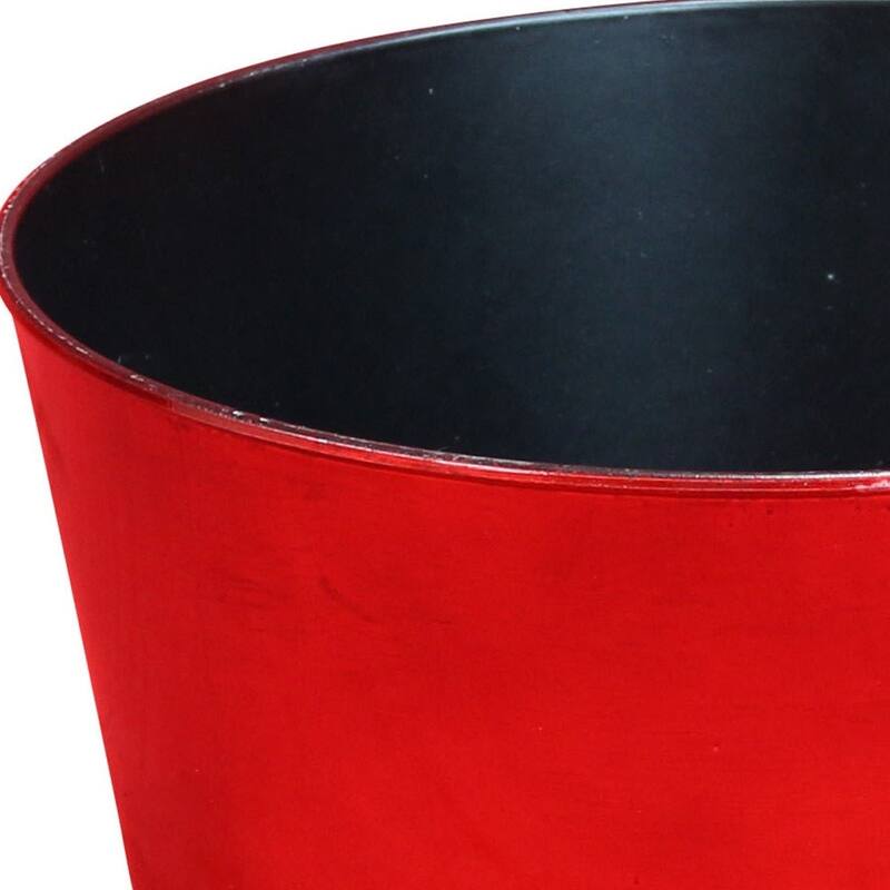 HomeRoots 12" Red Recycled Plastic Indoor Outdoor Round Pot Planter