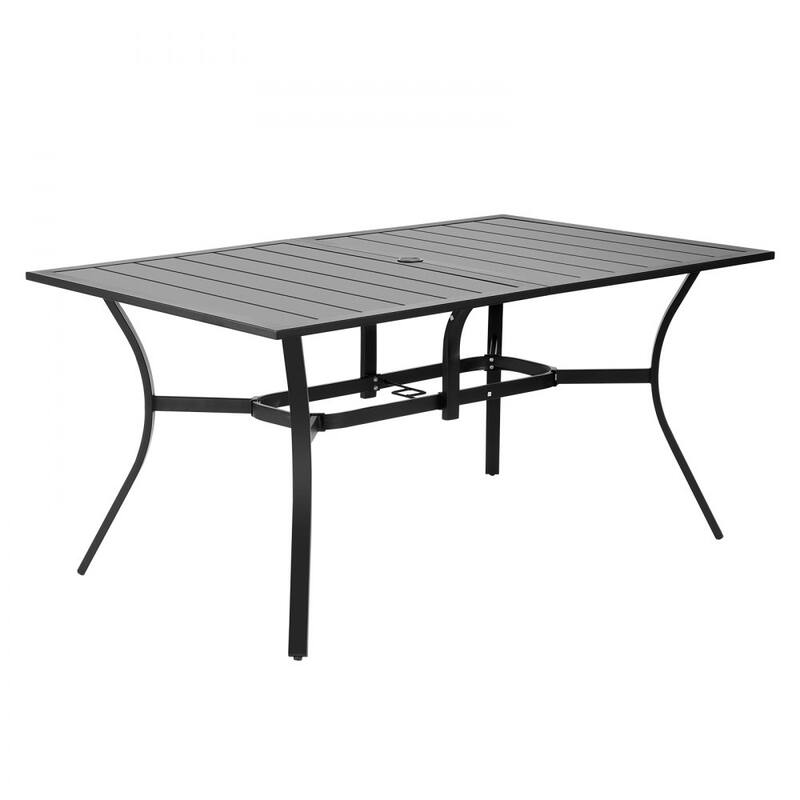 Black Metal Patio Weather Resistant Rectangular Table with Powder Coated Surface Rust - 59” x 38” x 29”