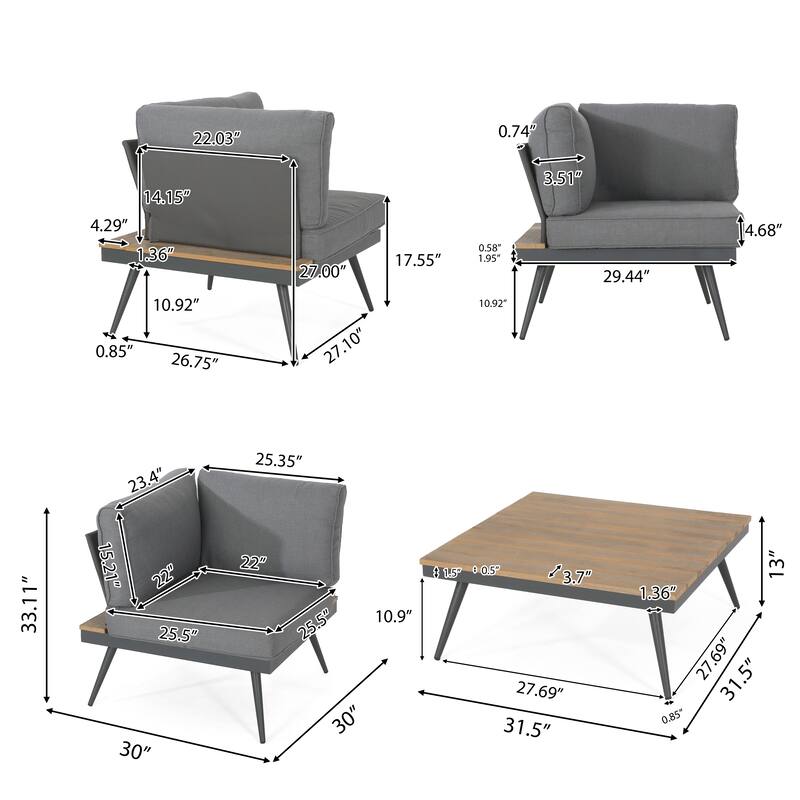 Norfolk Outdoor V-Shaped 5 Seater Sofa Set by Christopher Knight Home