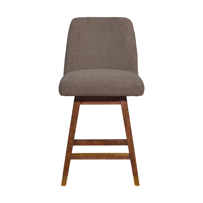 Amalie Upholstered Bar Stool, Swivel Counter Height Stool with Solid Wood Frame