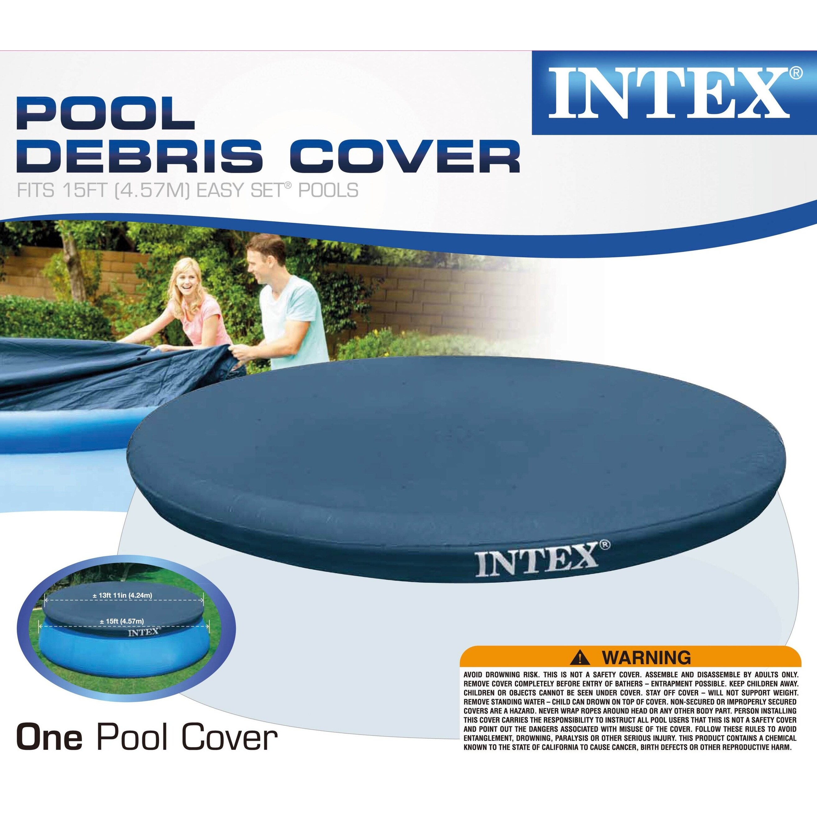 Intex Steel Above Ground Pool Ladder & Intex 15 Ft Above Pool Cover - Overstock - 35733223