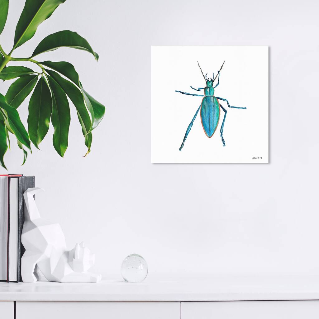 Wynwood Studio Canvas Animals Turquoise Bug Blue and Turquoise Rustic Wall Art Canvas Print