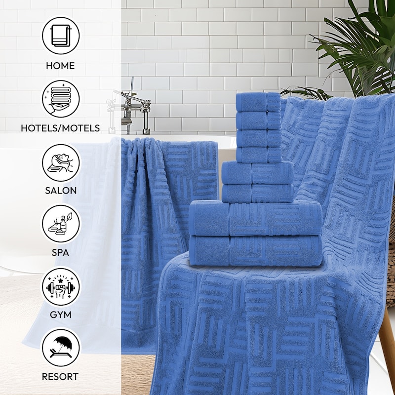Luxury Jacquard 8 Piece Bath Towels Set