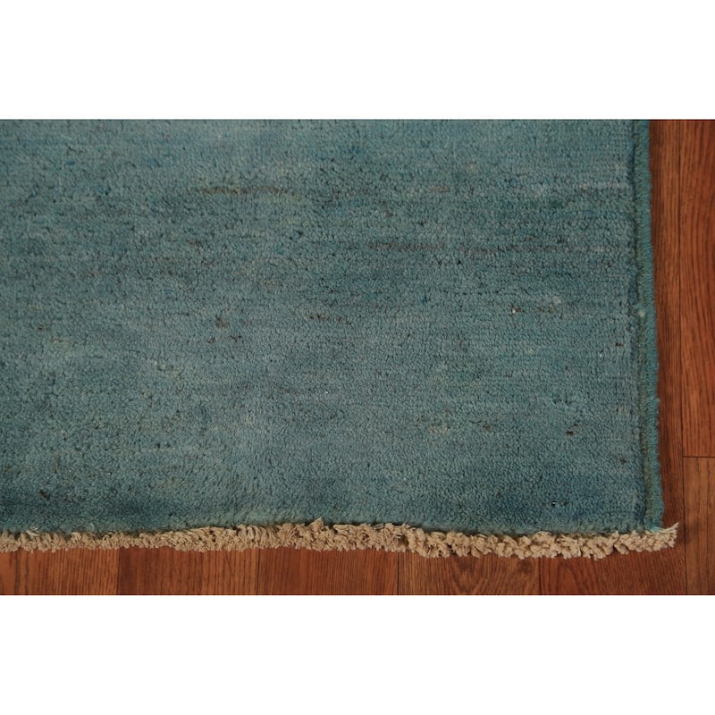Blue Gabbeh Modern Rug Handmade Wool Carpet - 3'3" x 4'10"