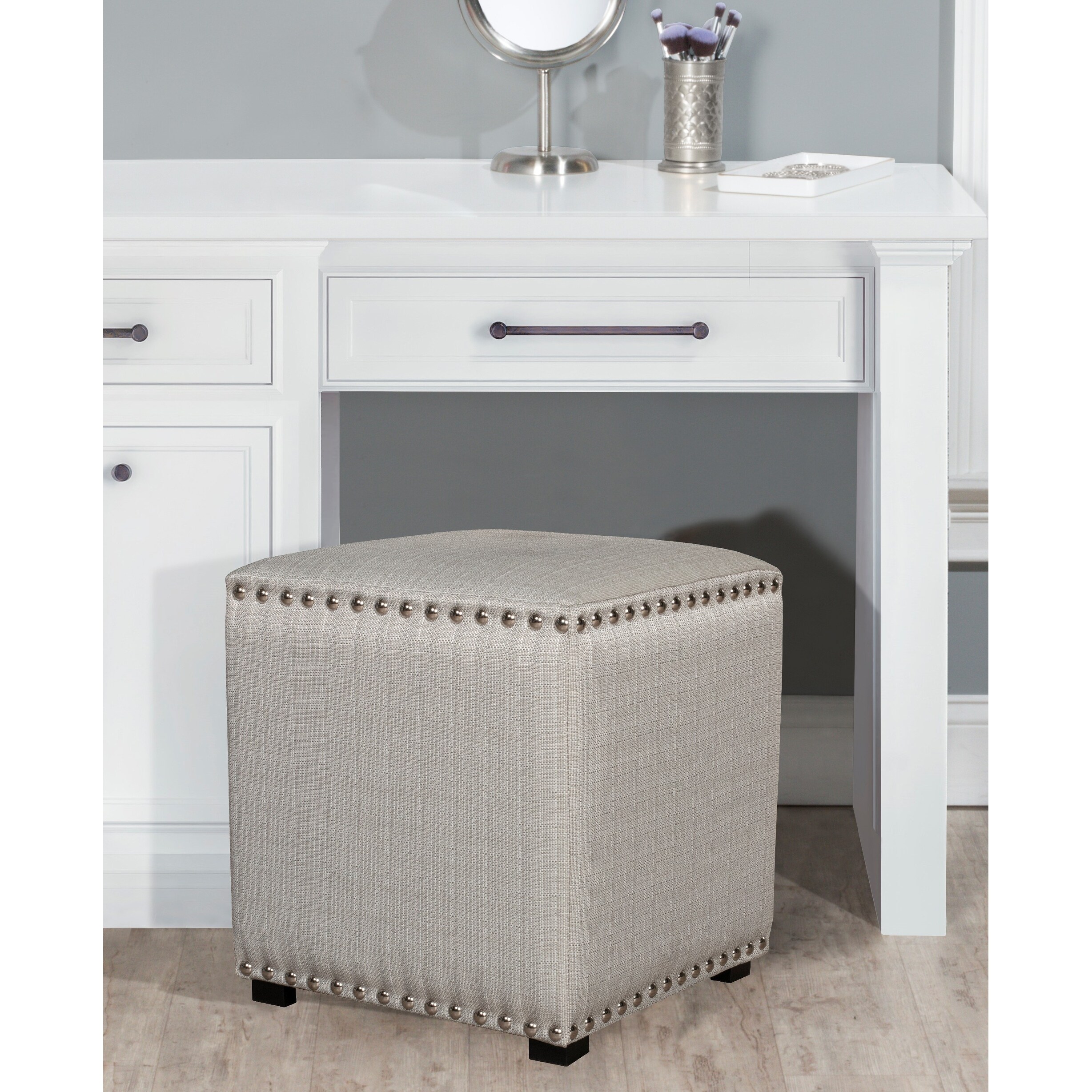 Shop Hillsdale Lani Square Backless Upholstered Vanity Stool Shop Hillsdale Lani Square Backless Upholstered Vanity Stool